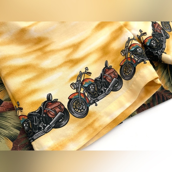 EUC KY’S Hawaiian Aloha Motorcycle Short Sleeve Shirt & Short Set in Yellow 2 - Picture 10 of 10